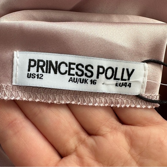 Princess Polly Shellie Strapless Back Cut Out Mini Satin Pink Dress Size 12 NWT - Picture 10 of 10